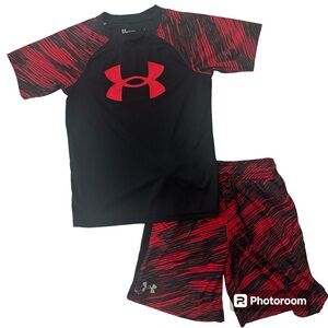 Boys Under Armour Shorts set size 7 red, and black